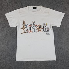 Vintage Looney Tunes Shirt Mens Medium White Double Sided Changes T Made USA 80s