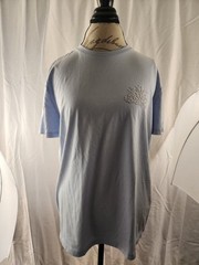 Express Light Blue Pima Cotton Floral Print T-Shirt Large