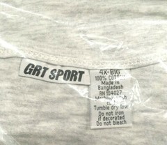 Mens Tank Top Sleeveless Tank Top Heavyweight GRT SPORT Cotton, Grey, 4XL