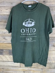 Ohio University Dad Men’s Sz L Green Heavy Cotton Short Sleeve T-Shirt