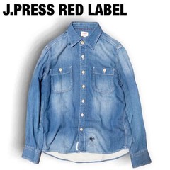 J.PRESS RED LABEL Indigo Blue Denim Shirt S Triple Stitch Workwear