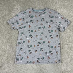 Free Planet Shirt Somen Large Gray Tropical Surf Beach Allover Graphic Tee
