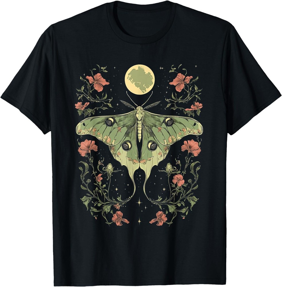 Goblincore moth and butterfly moonphases flowers cottagecore T-Shirt ,Unisex Tee