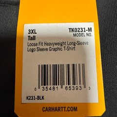Carhartt K231-BLK Loose Fit Heavyweight Long Sleeve Logo T-Shirt Black 3XL Tall