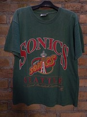 Logo Seattle Supersonics Rare design Logo Forest Green T shirt vtg