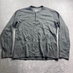 Wool & Prince Mens Merino Wool Blend Long Sleeve Henley Shirt Gray Size L