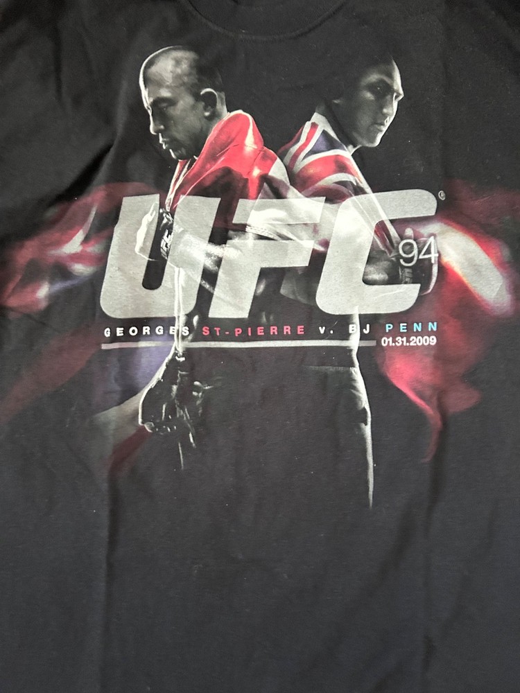 VTG UFC 94 T-Shirt Georges St-Pierre GSP vs. BJ Penn 2009 Event Promo BLK Large