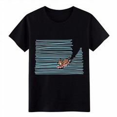 Funny Surfing Dachshund Wiener Dog Sketch Waves Casual Beach Cartoon T-Shirt