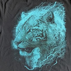 Tiger Psychedelic Neon Sparkle Glow Art To Wear Colorful TShirt XXL
