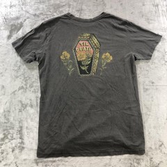 RVCA Shirt Mens Large Gray Aged Dryhand Tee Chest Pocket Til Death Back Graphic