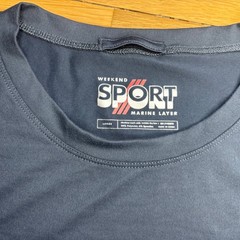 Marine Layer Mens Weekend Sport T-Shirt Large Strips Navy Blue Soft Performance