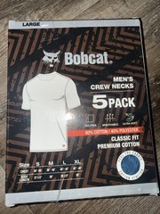 Bobcat ~ Mens 5-Pack T-Shirts Crew Neck Cotton Blend Cat Logo ~ L (40-42)