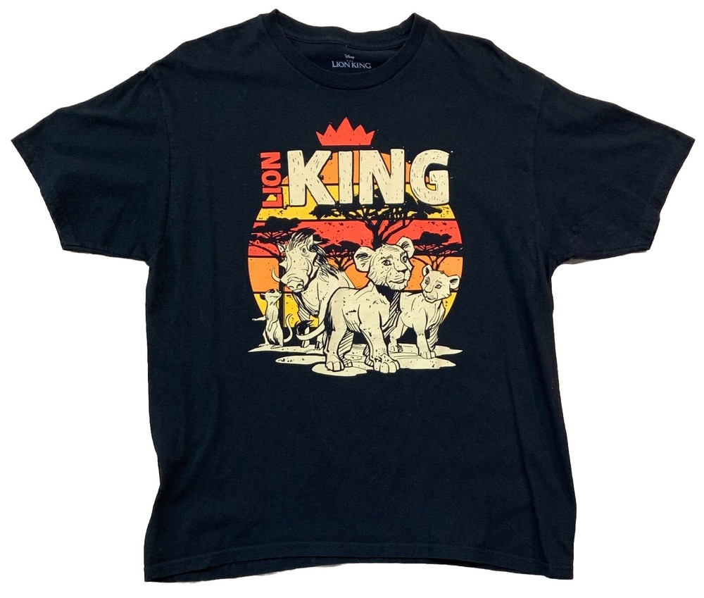 The Lion King Disney Movie T-shirt Size XL Black Simba Mufasa Pumbaa Timon