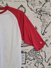 Badger Sport Youth XL Red White Raglan Baseball T-Shirt 3/4 Sleeve Moisture Wick