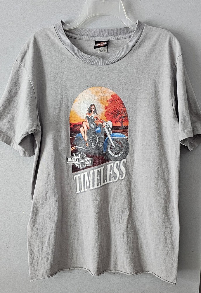 Vintage Harley Davidson T-shirt 2005 Y2K Size L Gray Pinup TIMELESS Chandler AZ