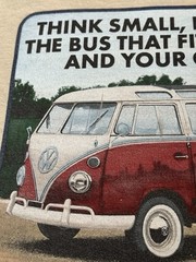 Volkswagen Unisex T-shirt (L) Tan Hippie 70s Iconic Bus Graphic Logo Original