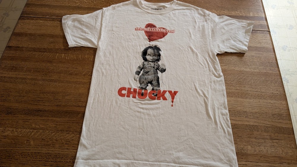 Chucky Childs Play Doll Mens Medium White T-Shirt Universal City Studios
