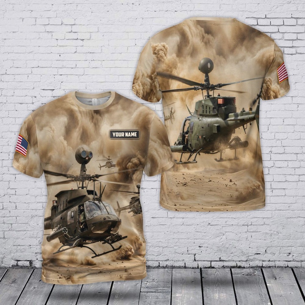 Custom Name U.S Army OH-58 Kiowa T-Shirt Shirt For Dad