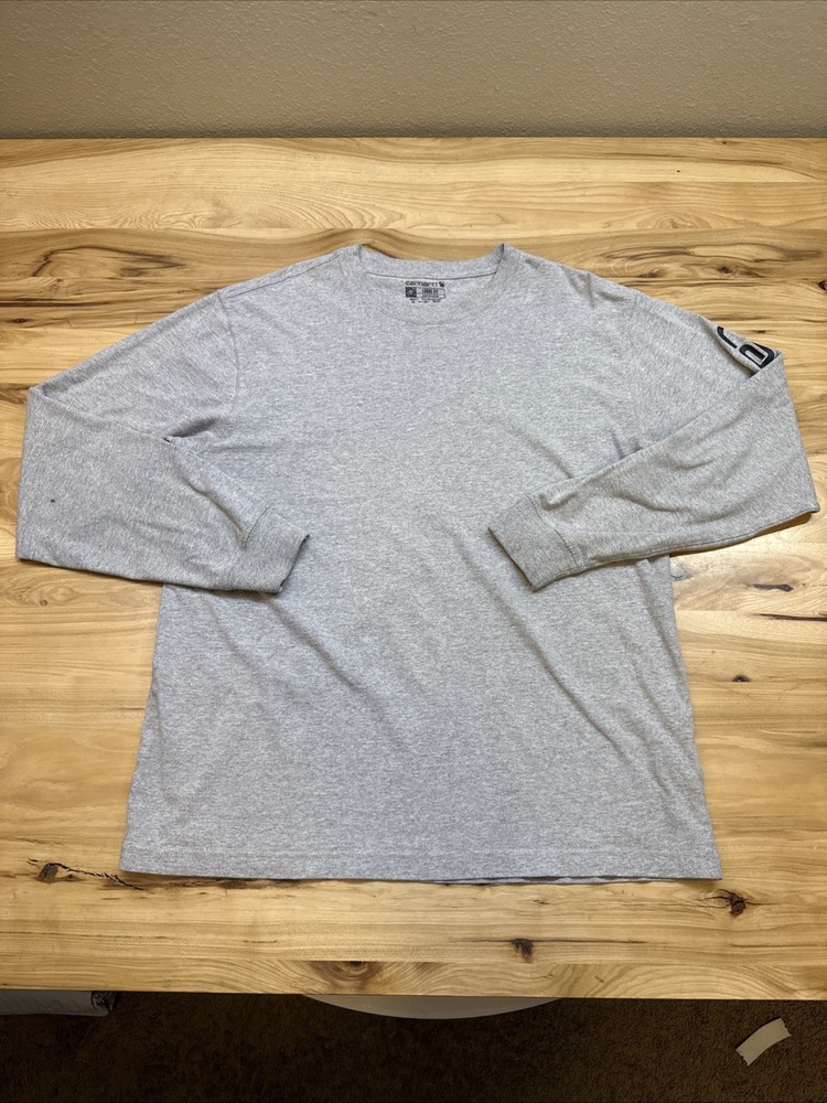 Carhartt K231 Gray Loose Fit Graphic Logo Long Sleeve T-Shirt Size Medium