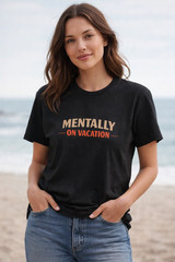 Mentally On Vacation Retro Minimalist Graphic Tee | Unisex Vintage Style Shirt
