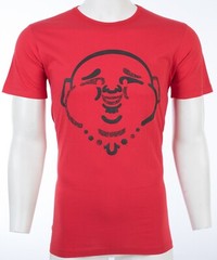 $89 TRUE RELIGION Red ORIGINAL BUDDHA FACE Short Sleeve Designer Graphic T-shirt