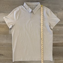 H&M Men’s Slim Fit Polo Shirt Button + Spare Beige Size Large Stretch