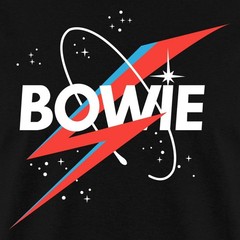 David Bowie Lettering Starry Sky With Lightning Men’s T-Shirt