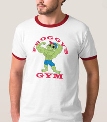 Froggy’s Gym by Chillin’ Froggy Old School Bodybuilding Muscle Ringer T-Shirt