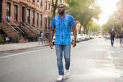 Hand Tie Dyed Men’s V Neck T Shirt Size XL CSG 100% Cotton OOAK