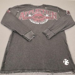 Affliction Thermal Shirt Mens XL Gray Fast Biker Motorcycle Skull Reversible