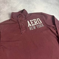 Y2K Vintage Aeropostale Maroon Burgundy 2000s Heavyweight Henley Shirt