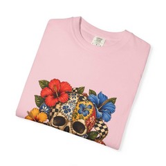 Patchwork Hibiscus Skull Graphic Tee