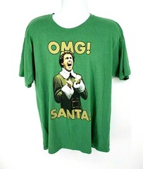 Christmas Elf Movie Adult Will Ferrell Buddy T-Shirt Size XL Green OMG! SANTA!