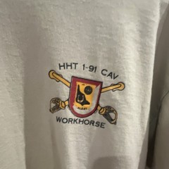 HHT 1-91 CAV Workhorse Military Graphic Beige T-Shirt Men’s Size L Deployment