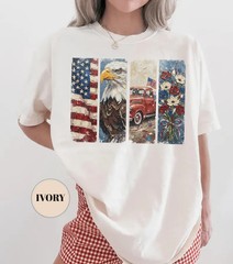 Vintage Patriotic Independence Day 4th Of July Comfort Tee Gift For Her Him