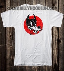 Retro Novelty Tee T Shirt Hot Rod Drag Race Chopper Cartoon Big Bad Wolf