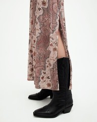 All Saints Womens Paisley Maxi Dress Cascade Long Sleeve / Sleeveless Viscose