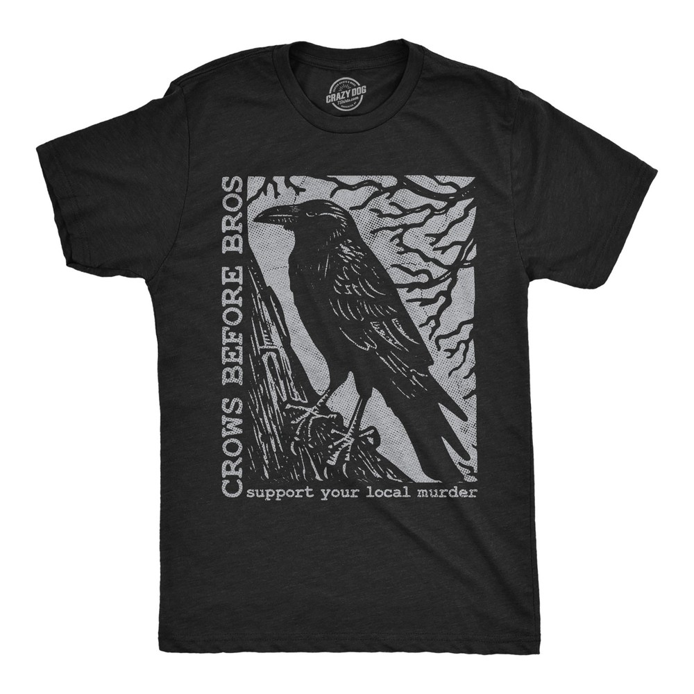 Mens Funny T Shirts Crows Before Bros Sarcastic Poe Graphic Novelty Tee for Men