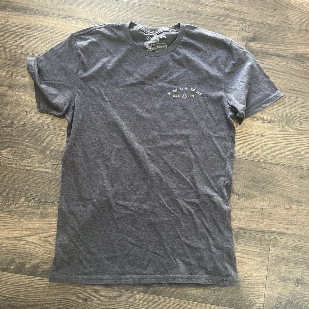 Volcom Men’s Gray Cotton/Poly Knit Graphic Logo Crew Neck Short Sleeve T-Shirt M