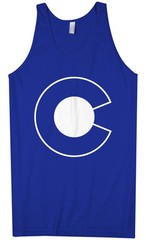 Threadrock Men’s White Colorado Logo Tank Top Denver State Flag