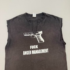 Vintage Y2k Anger Management Glock Shirt Funny Thrashed Faded Grunge Black Large
