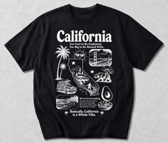California Vintage Graphic T-Shirt Retro West Coast Beach Surf Summer Unisex Tee