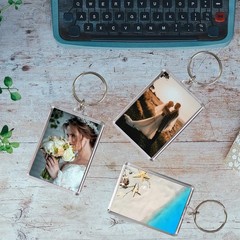 12pcs Acrylic Photo Frame Keychain Holder 2X3 Inch Blank Picture Insert Keyring