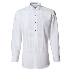 Classic White Pleated Tuxedo Shirt for Men – Formal Wedding & Black Tie Dress Sh