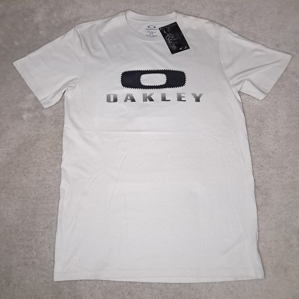 Y2K Oakley Griffen T-shirt Mens Small Crystal Gray Big “O” Logo Spellout
