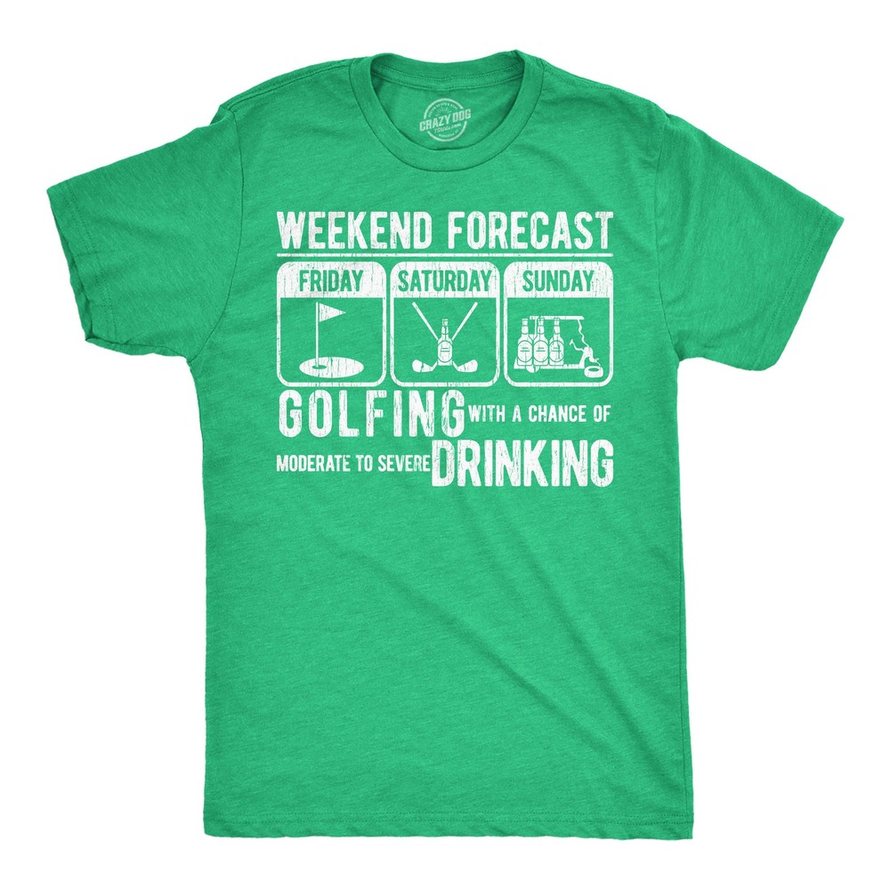 Mens Funny T Shirts Weekend Forecast Golfing With A Chance Of Moderate to Sevre