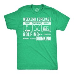 Mens Funny T Shirts Weekend Forecast Golfing With A Chance Of Moderate to Sevre