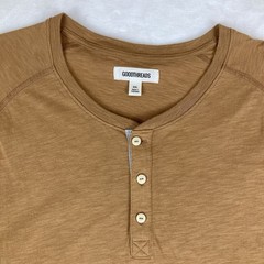 Goodthreads Henley Long Sleeve T-Shirt Mens XXL Thermal Brown Caramel Button Top