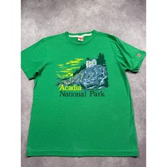 Homage Acadia National Park T Shirt Men M Green Graphic Tee Made in USA Outdoor
