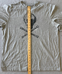 Vintage AND 1 Skull “Play At Your Own Risk” double sided gray T-Shirt Men Size L